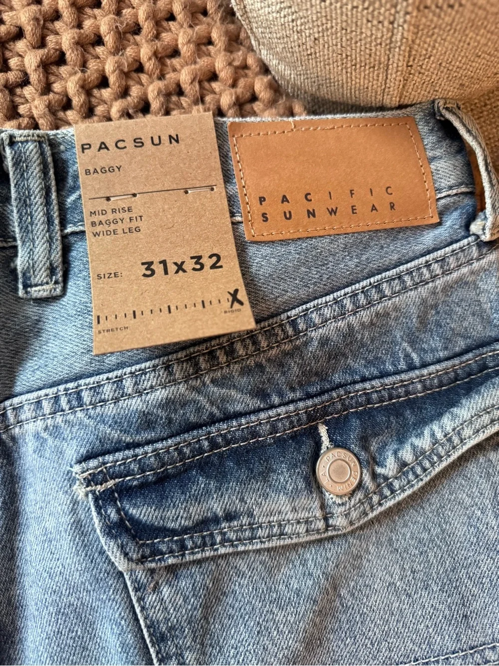 PacSun Baggy Jeans 31x32 Light Wash Wide Leg Denim NWT Streetwear